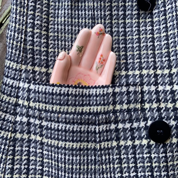 VTG 80s Escada Wool Houndstooth Blazer 34 - Picture 7 of 12